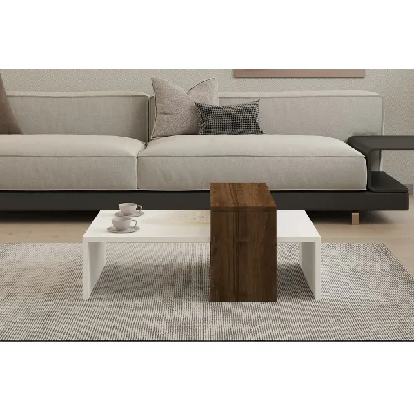 Konferenčný stolík Glow White and Walnut
