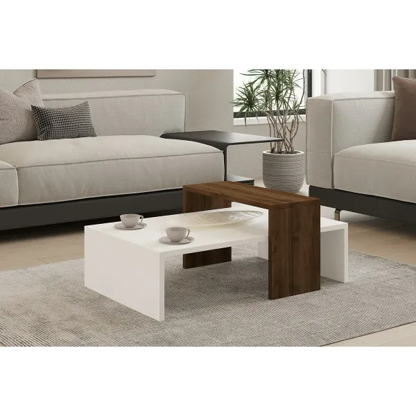 Konferenčný stolík Glow White and Walnut