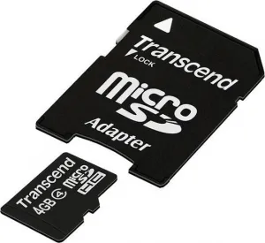 Karta TRANSCEND MicroSDHC 4GB Class 4 + adaptér
