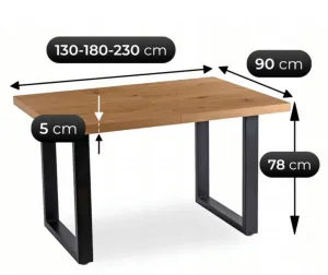 JAKS Rozkladací stôl 130 - 230 cm zlatý dub Tomas čierny