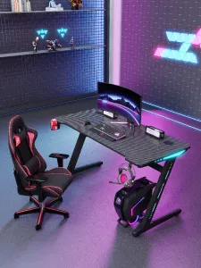 JAKS Herný stôl s RGB osvetlením čierny 140 cm BG04
