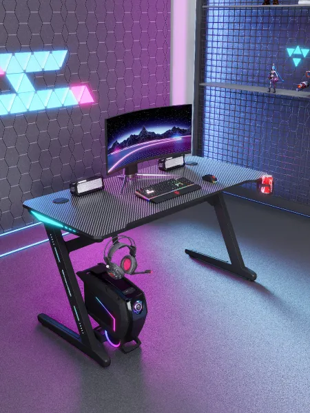 JAKS Herný stôl s RGB osvetlením čierny 140 cm BG04