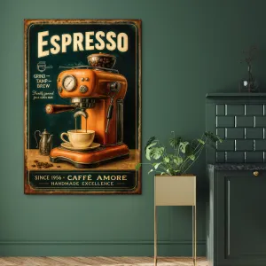 Vintage drevený obraz - Espresso