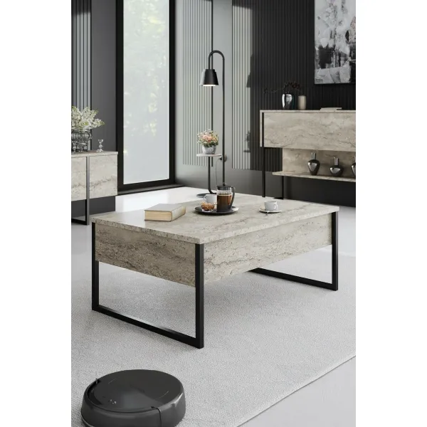 Konferenčný stolík Luxe Travertine and Black