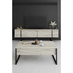 Konferenčný stolík Luxe Travertine and Black
