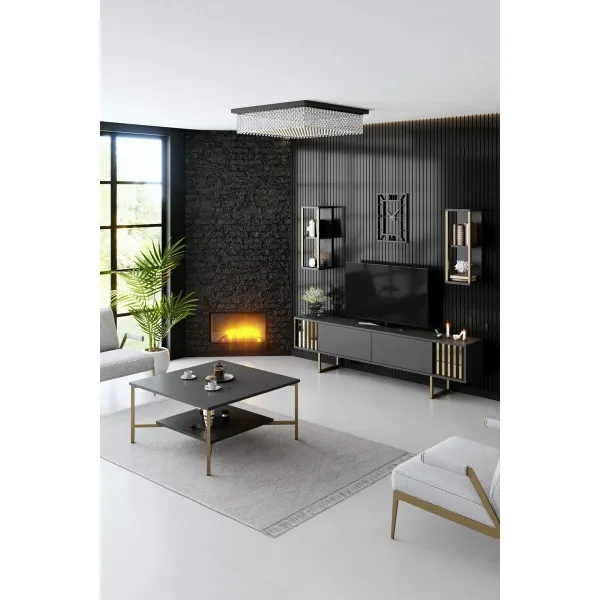Konferenčný stolík Gold Line - Anthracite, Black