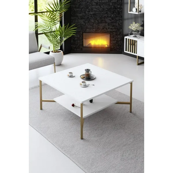 Konferenčný stolík Gold Line - White, Black