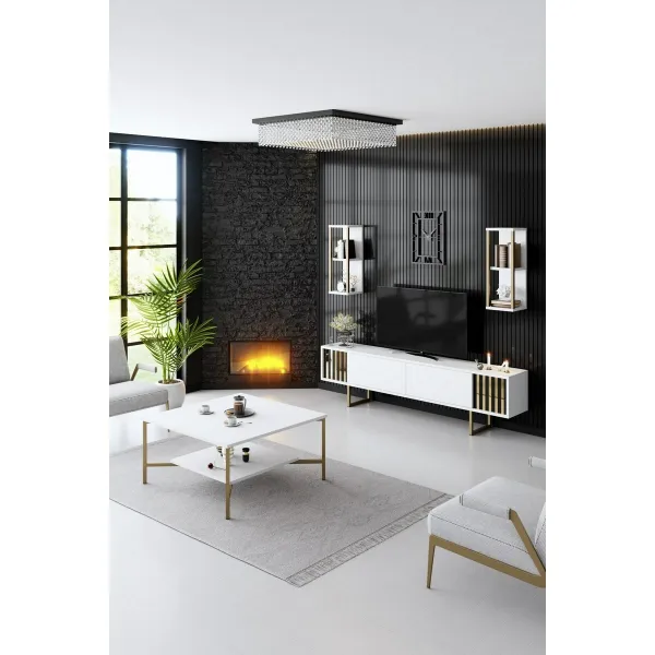 Konferenčný stolík Gold Line - White, Black