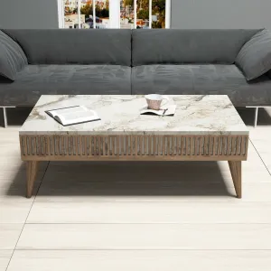 Konferenčný stolík Milan - Walnut, White Marble