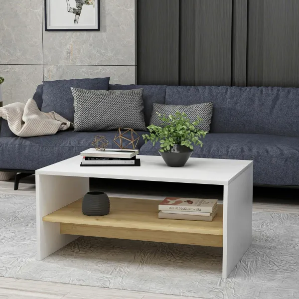 Konferenčný stolík Apollon - White, Sapphire Oak