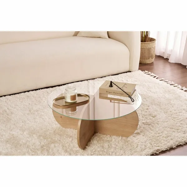 Konferenčný stolík Aeris - Sapphire Oak, Transparent