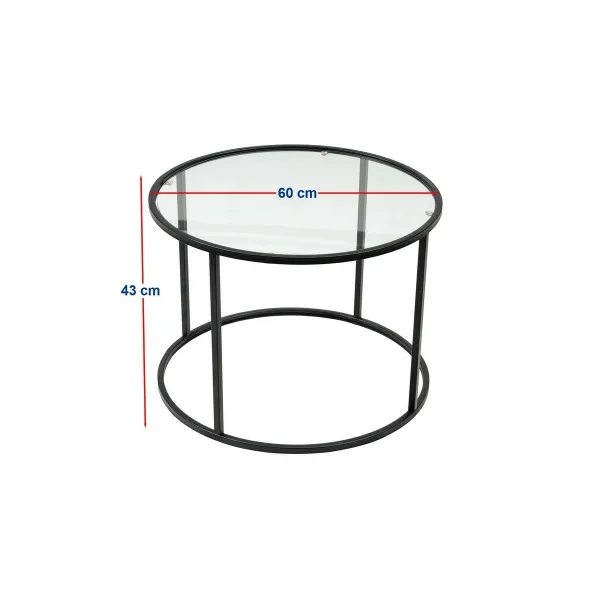 Berlín Čierny konferenčný stolík, 60 cm