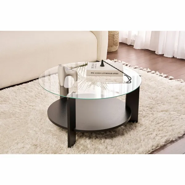 Konferenčný stolík Clara - Wood Black, Transparent
