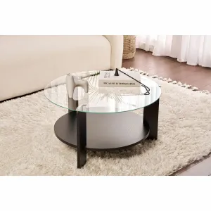 Konferenčný stolík Clara - Wood Black, Transparent