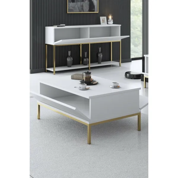 Konferenčný stolík Lord - White, Gold