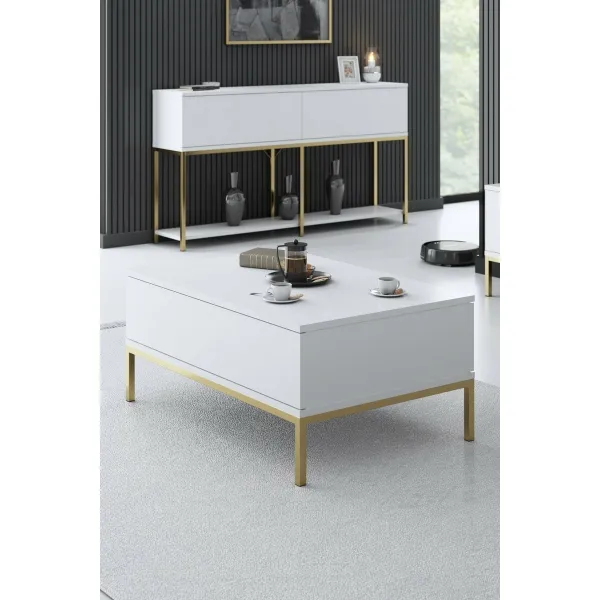 Konferenčný stolík Lord - White, Gold