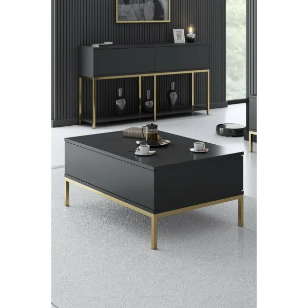 Konferenčný stolík Lord - Anthracite, Gold