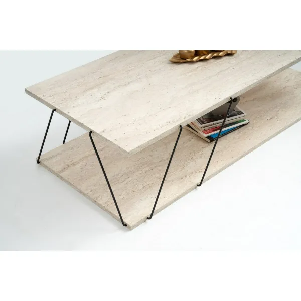 Konferenčný stolík Labranda - Black, Travertine