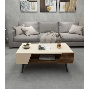 Konferenčný stolík Aren - Beige, Light Walnut