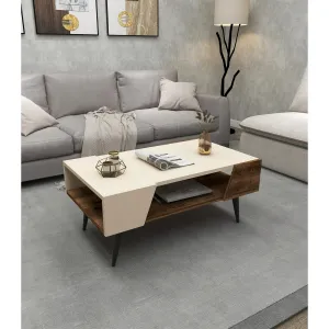 Konferenčný stolík Aren - Beige, Light Walnut