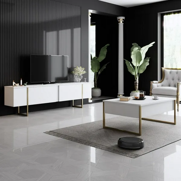 Konferenčný stolík Luxe - White, Gold