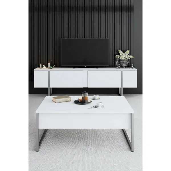 Konferenčný stolík Luxe - White, Silver