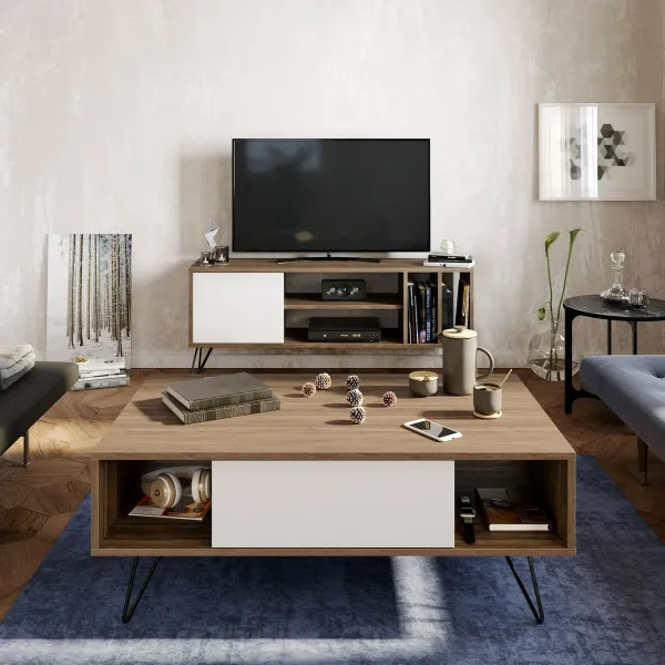Konferenčný stolík Mistico - Walnut, White