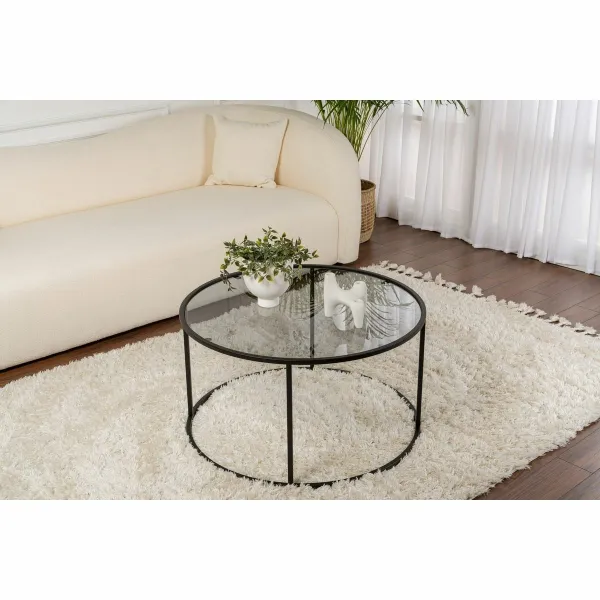Konferenčný stolík Aurum Black s tmavým sklom, 80 cm