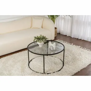 Konferenčný stolík Aurum Black s tmavým sklom, 80 cm