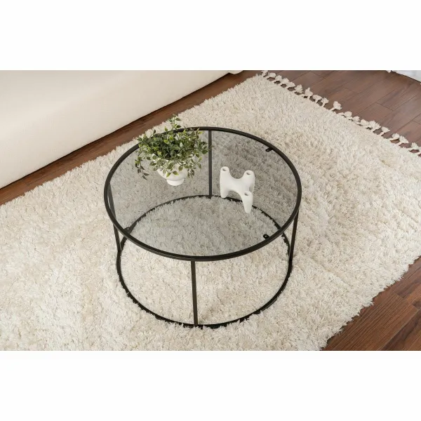 Konferenčný stolík Aurum Black s tmavým sklom, 80 cm