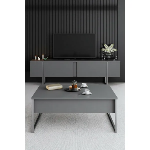 Konferenčný stolík Luxe - Anthracite, Silver