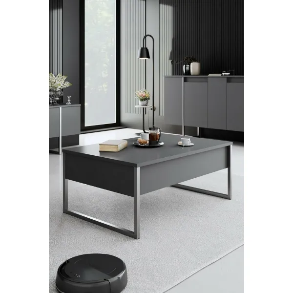 Konferenčný stolík Luxe - Anthracite, Silver