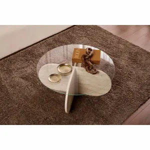 Konferenčný stolík Aeris - Travertine, Transparent