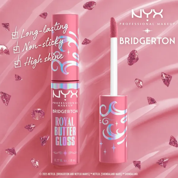 NYX Professional Makeup Bridgerton Royal Butter Gloss lesk na pery odtieň 01 Angel Food Cake 8 ml