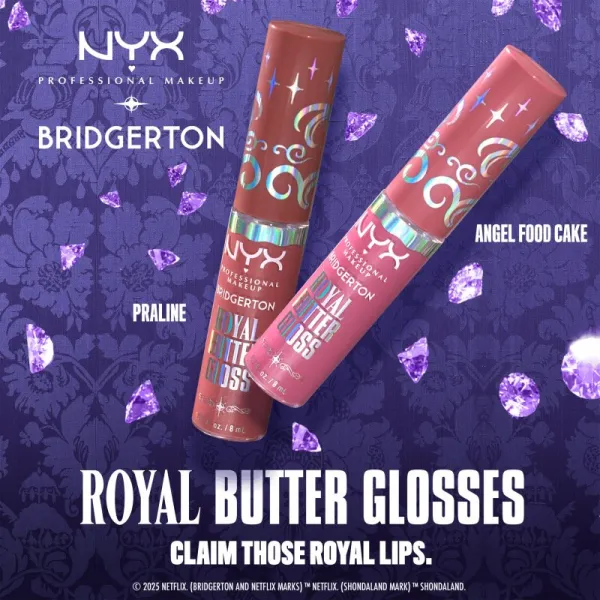 NYX Professional Makeup Bridgerton Royal Butter Gloss lesk na pery odtieň 02 Praline 8 ml