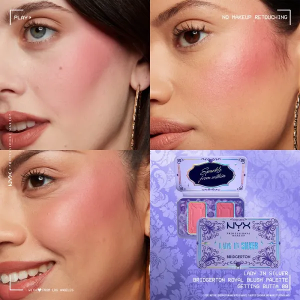 NYX Professional Makeup Bridgerton Royal Blush paleta líceniek odtieň 02 Lady In Silver 2x5 g