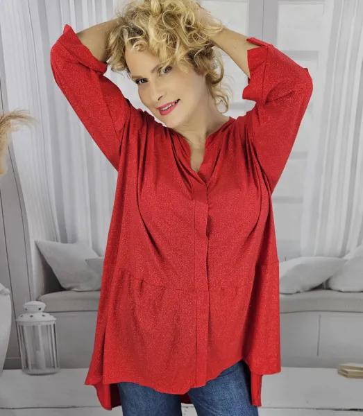 Pri Elegant oversize Brocade tunic shirt with longer back NEVADA