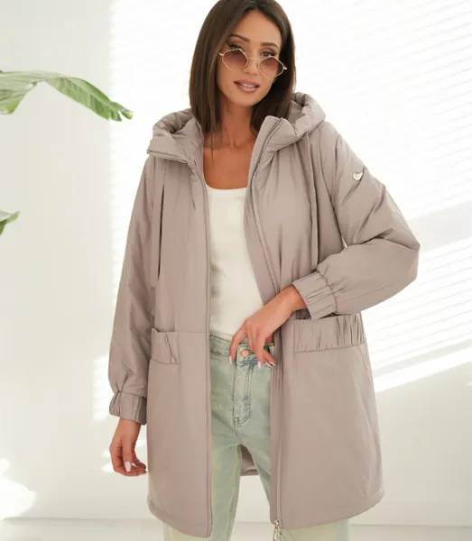 Women's spring oversize coat with hood and pockets Emilia