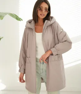 Women's spring oversize coat with hood and pockets Emilia