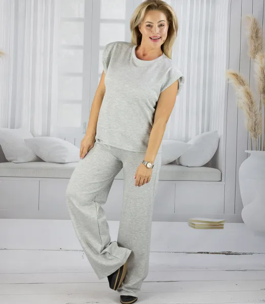 Pri Women's tracksuit t-shirt with cushioned wide pants in butter fabric MAVA