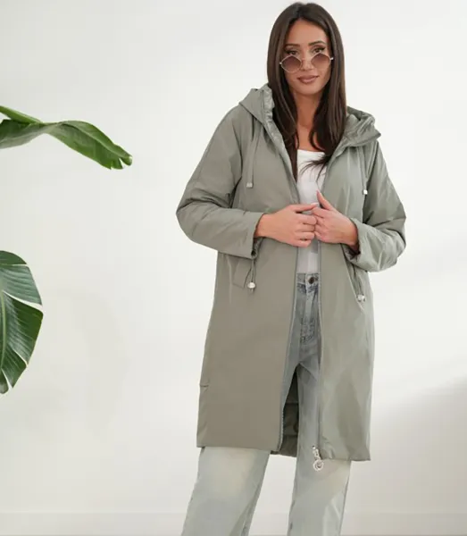 Women's SARA coat - double-sided, oversize, hood, spring, insulated