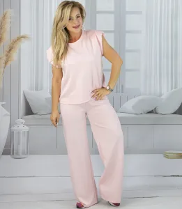 Pri Women's tracksuit t-shirt with cushioned wide pants in butter fabric MAVA