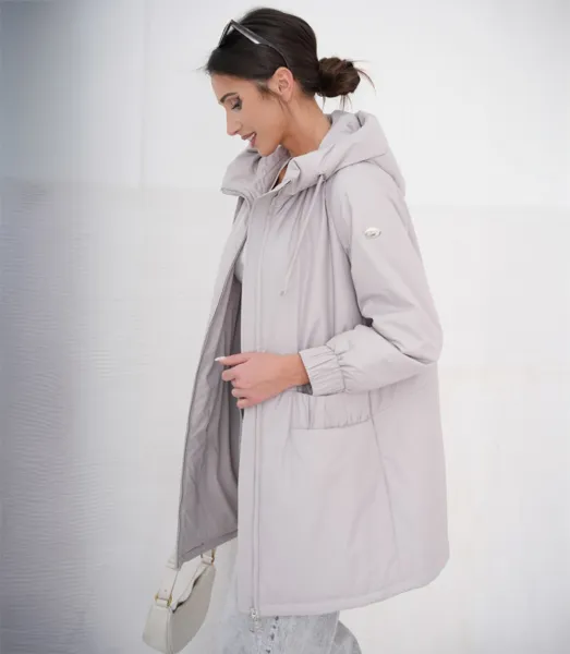Women's spring oversize coat with hood and pockets Emilia