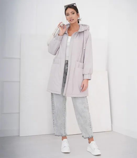 Women's spring oversize coat with hood and pockets Emilia