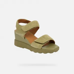 Khaki dámske sandále na platforme Geox Spherica EC6