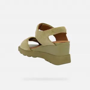 Khaki dámske sandále na platforme Geox Spherica EC6