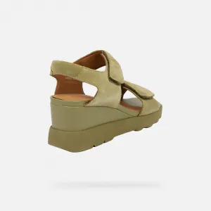 Khaki dámske sandále na platforme Geox Spherica EC6