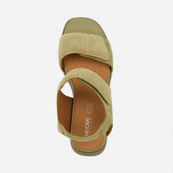 Khaki dámske sandále na platforme Geox Spherica EC6
