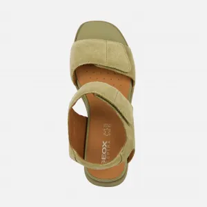 Khaki dámske sandále na platforme Geox Spherica EC6