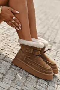 BIG STAR SHOES Semišové dámske snehule s ozdobnými švami Big Star